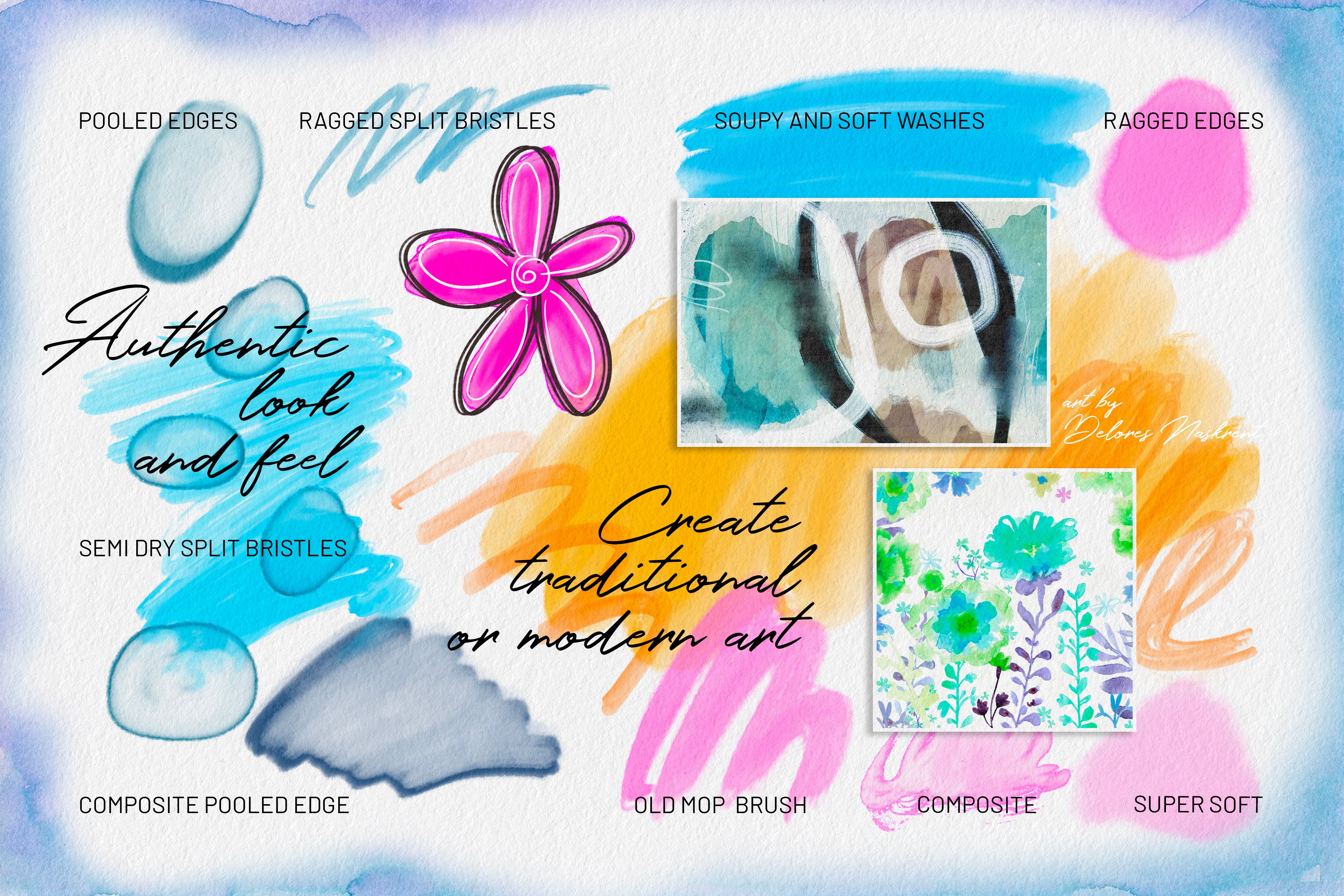 Volume 034 - Watercolor Brushes for Procreate by DeloresArt