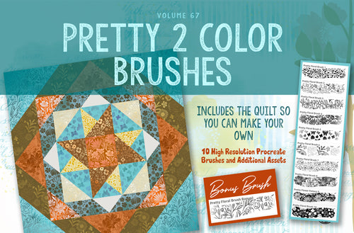 Volume 125 - Procreate Pretty 2-Color Floral Brushes and Quilt Asset Pack