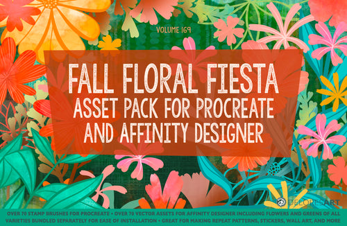 Volume 169 - Fall Floral Fiesta Brush Set and Asset Pack for Procreate and Affinity Designer - deloresartcanada