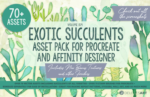 Volume 159 - Exotic Succulents Asset Pack for Procreate and Affinity Designer - deloresartcanada