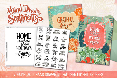 Hand-Drawn Fall Sentiment Brushes chart, 24 sentiments
