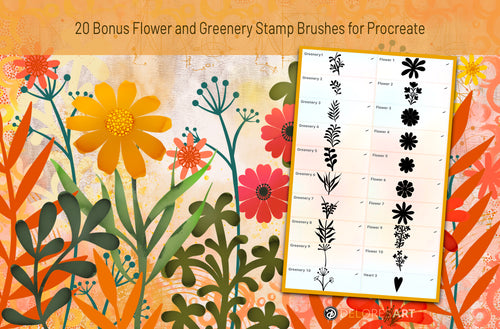 Volume 119 - Mixed Bag Flowers and Greenery for Procreate - deloresartcanada