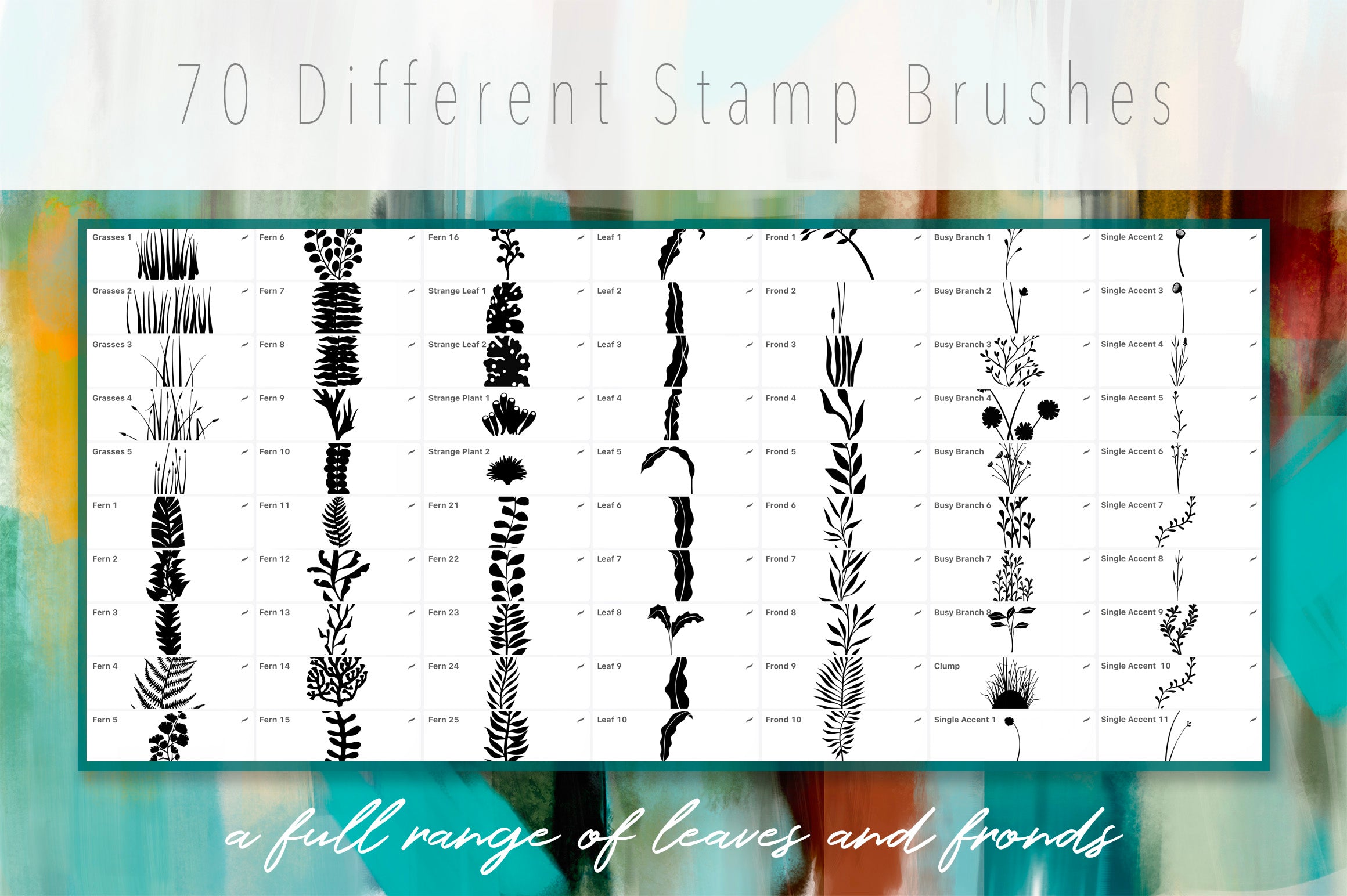 Volume 144 - Leafy Fronds Brush Set for Procreate - Over 200 Brushes and Assets