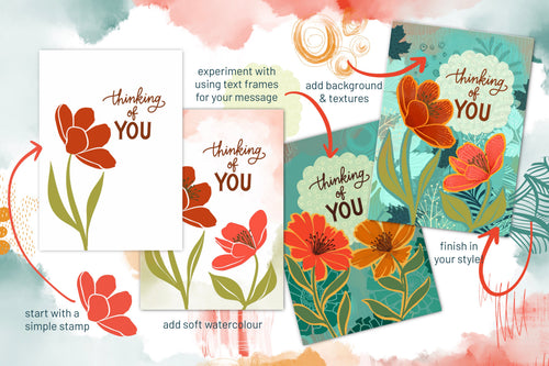 Progression of artwork using Autumn Botanicals