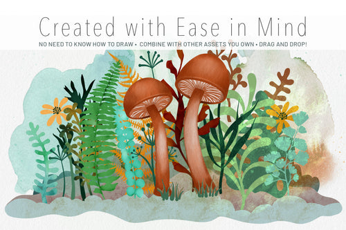 Volume 145 - Leafy Fronds Asset Pack for Affinity Designer - Over 200 Assets - deloresartcanada