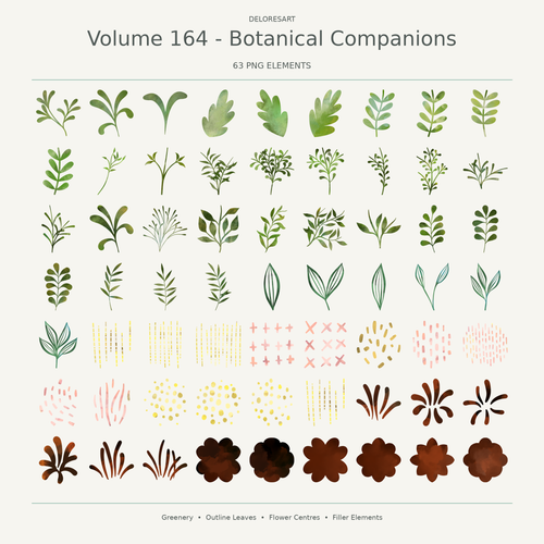 Chart of all 63 elements in Volume 164 Botanical Companions