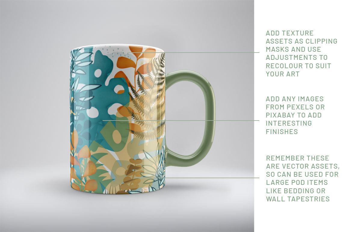Volume 145 - Leafy Fronds Asset Pack for Affinity Designer - Over 200 Assets