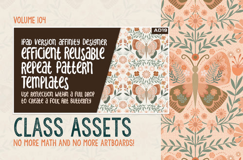 Volume 104 - Affinity Designer Reflected Butterfly with Full Drop Template Class Assets - deloresartcanada