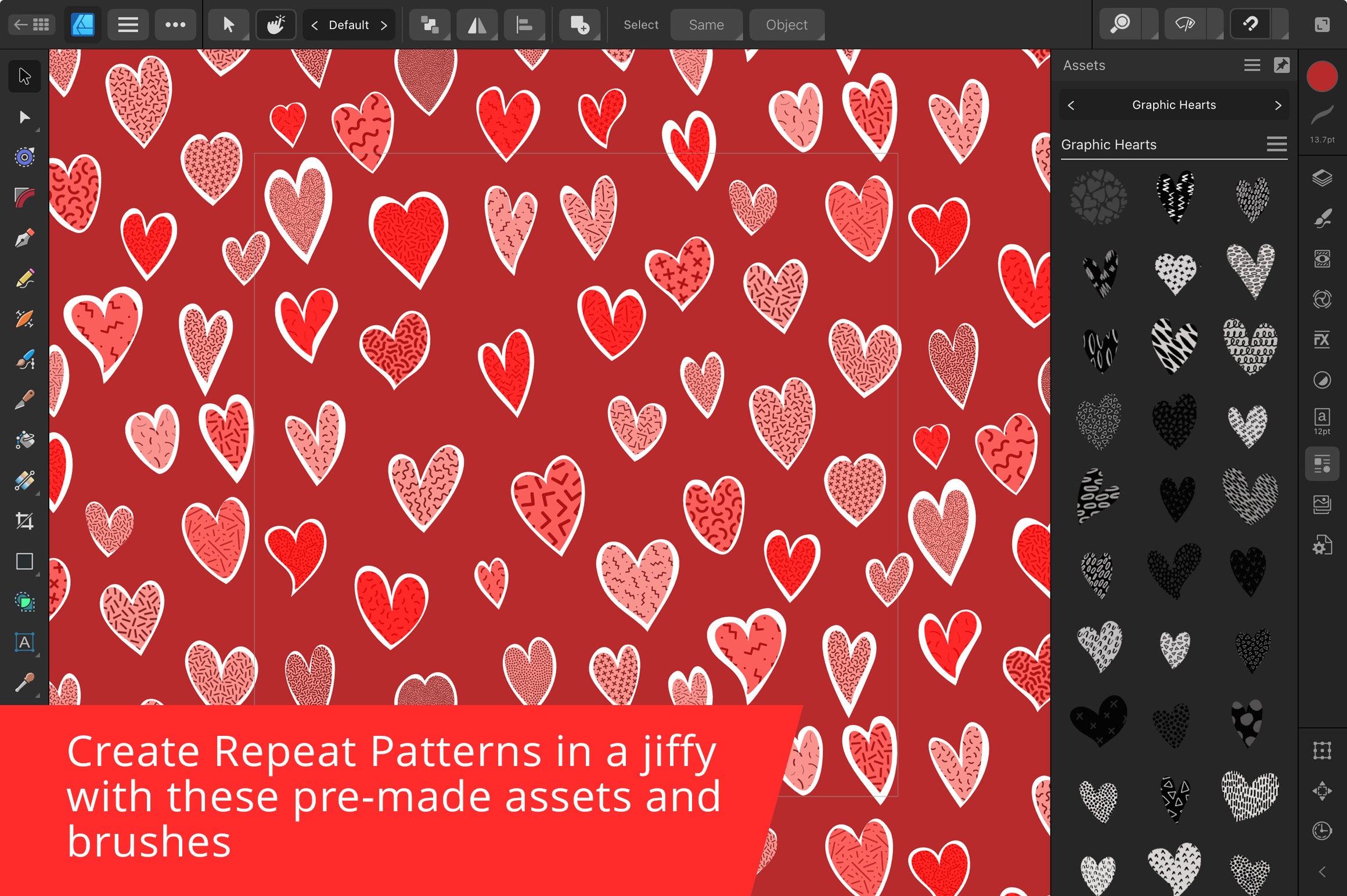 Volume 158 - Graphic Hearts Collection Procreate Brushes and Affinity Designer Assets