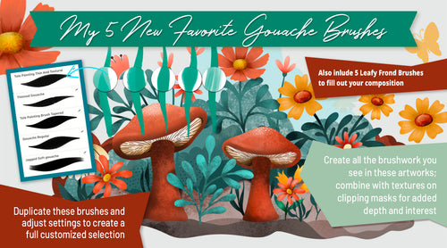 Volume 143 - Spring Mushroom Brush Set + Bonuses for Procreate
