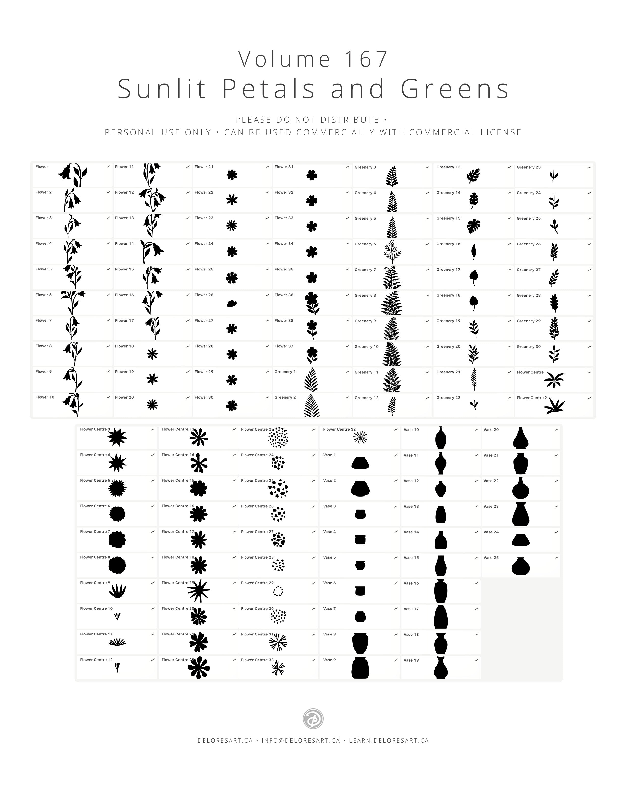Volume 167 - Sunlit Petals and Greens Asset Pack for Procreate ...