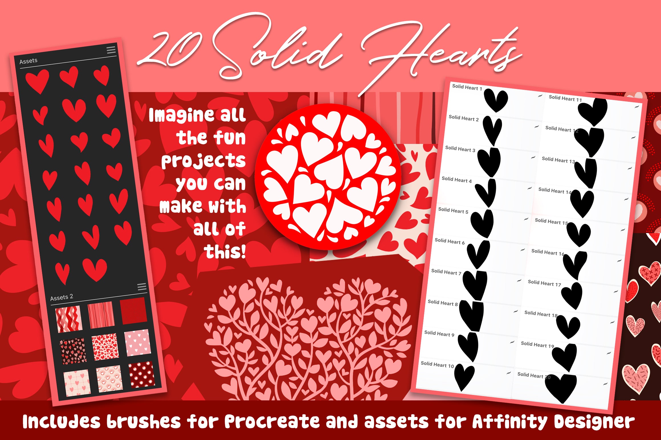Volume 157 - Line Art Hearts Procreate Brushes and Affinity Designer Assets