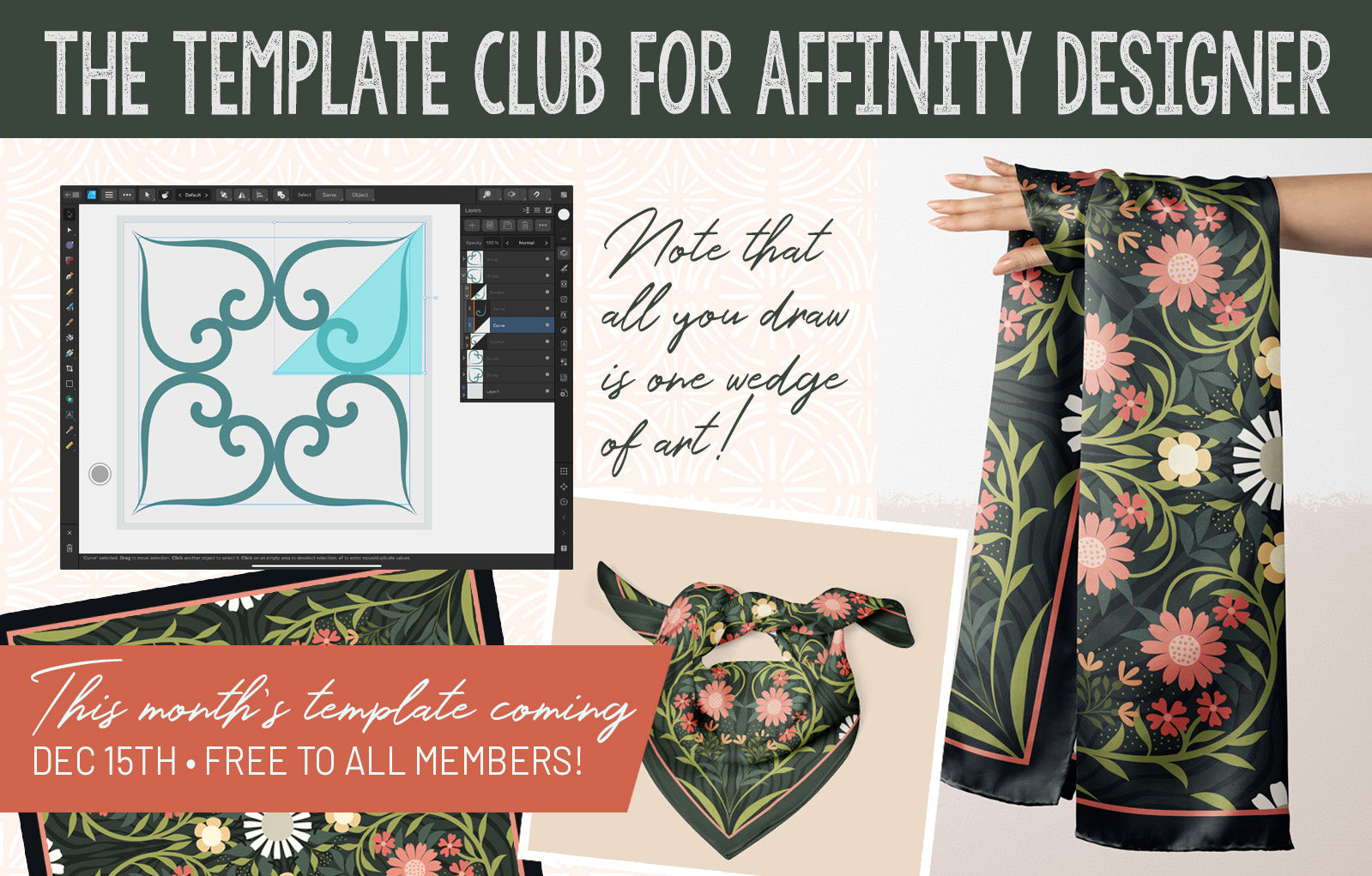 Volume 129 - Template # 007 - Square Scarf Template for Affinity Designer