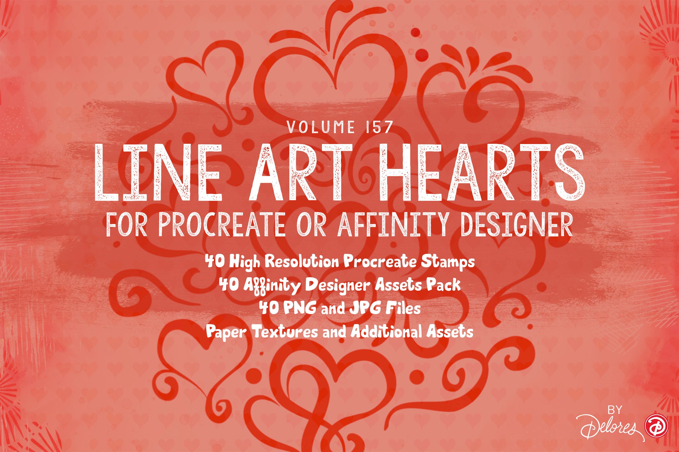 Volume 157 - Line Art Hearts Procreate Brushes and Affinity Designer Assets