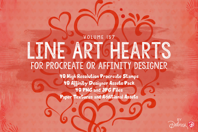 Volume 157 - Line Art Hearts Procreate Brushes and Affinity Designer Assets