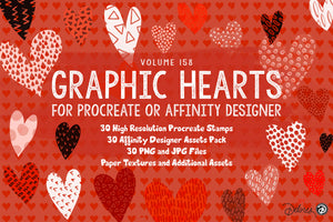 Volume 158 - Graphic Hearts Collection Procreate Brushes and Affinity Designer Assets