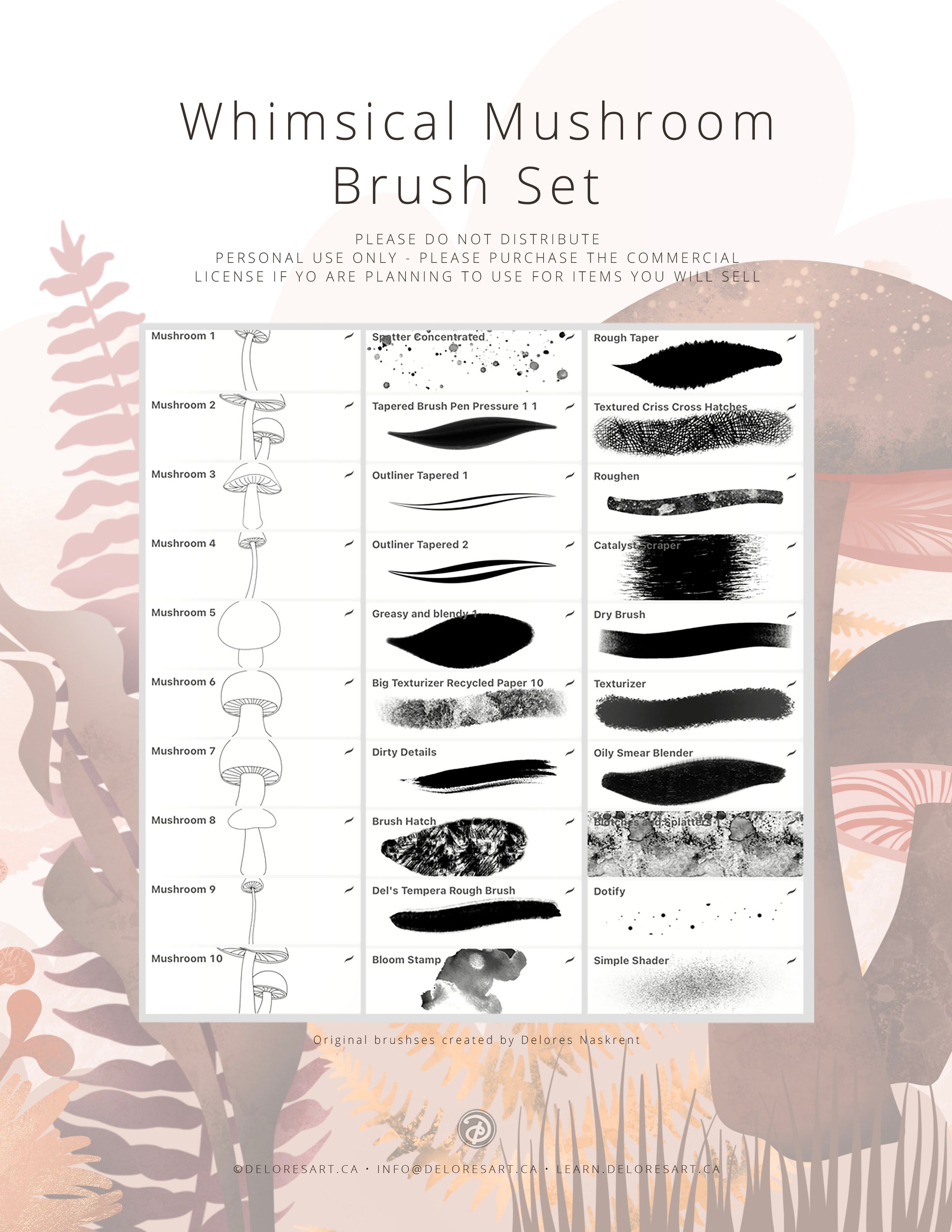 Volume 143 - Spring Mushroom Brush Set + Bonuses for Procreate