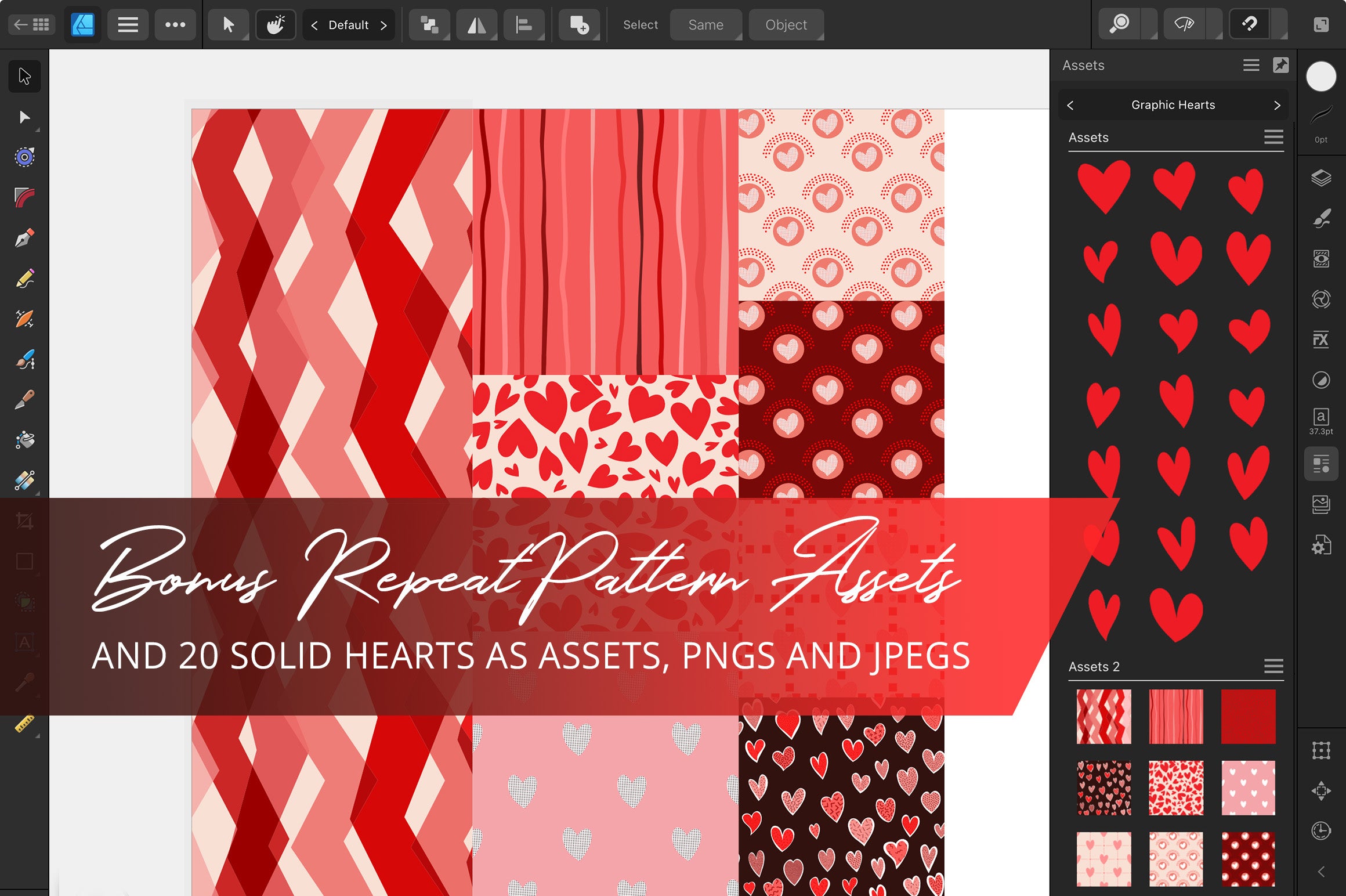 Volume 158 - Graphic Hearts Collection Procreate Brushes and Affinity Designer Assets