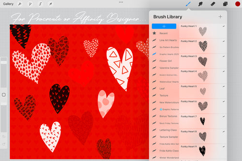 Volume 158 - Graphic Hearts Collection Procreate Brushes and Affinity Designer Assets