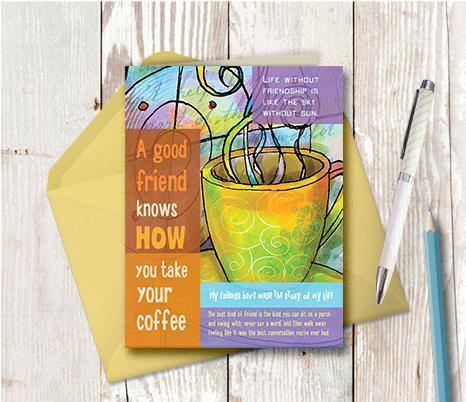 0004 Coffee Friend Note Card - deloresartcanada