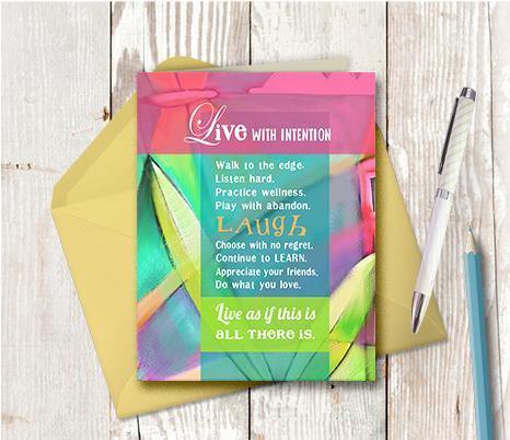 0008 Live With Intention Note Card - deloresartcanada