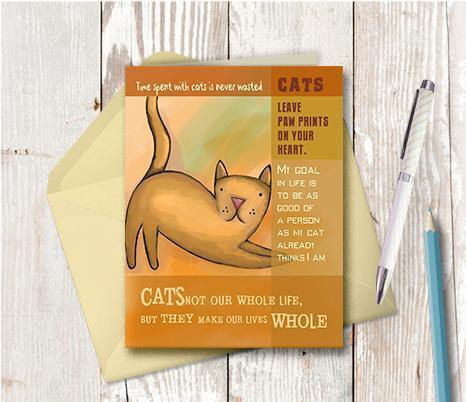 0017 Cats Make Our Lives Whole Note Card - deloresartcanada