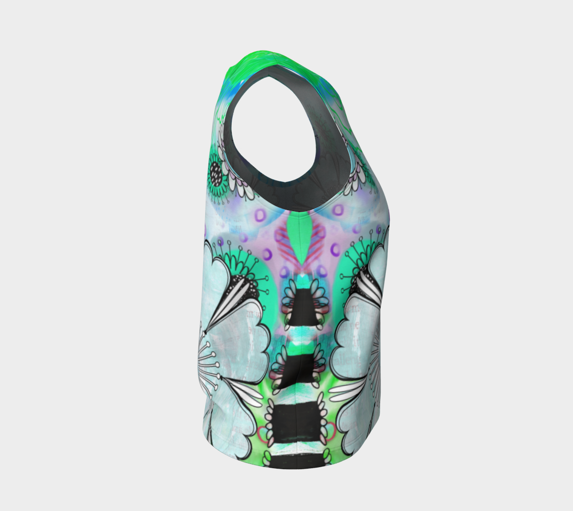 Flower Power Loose Tank by Deloresart in Blues and Greens - deloresartcanada