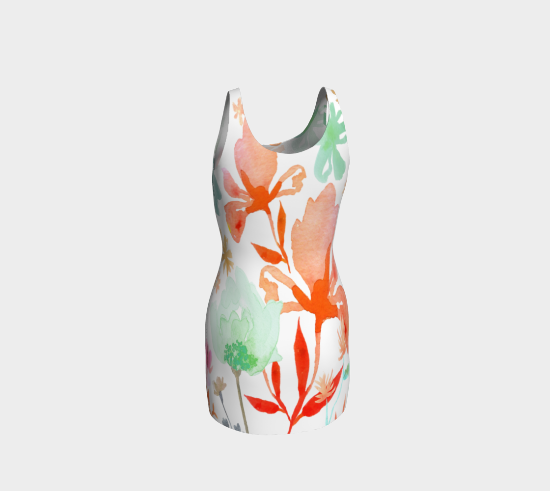 Dreamy Coral Garden Bodycon Dress by Deloresart