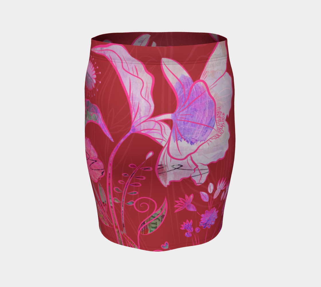 Subtle Soriya Reds Fitted Skirt by Deloresart - deloresartcanada