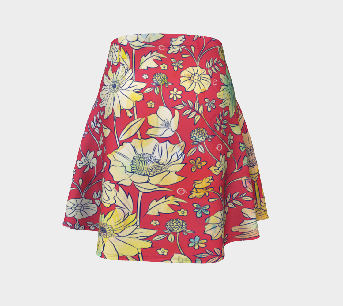 Francella Red Flare Skirt by Deloresart