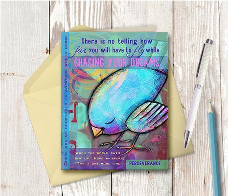 0030 Bluebird Chase Dreams Note Card - deloresartcanada