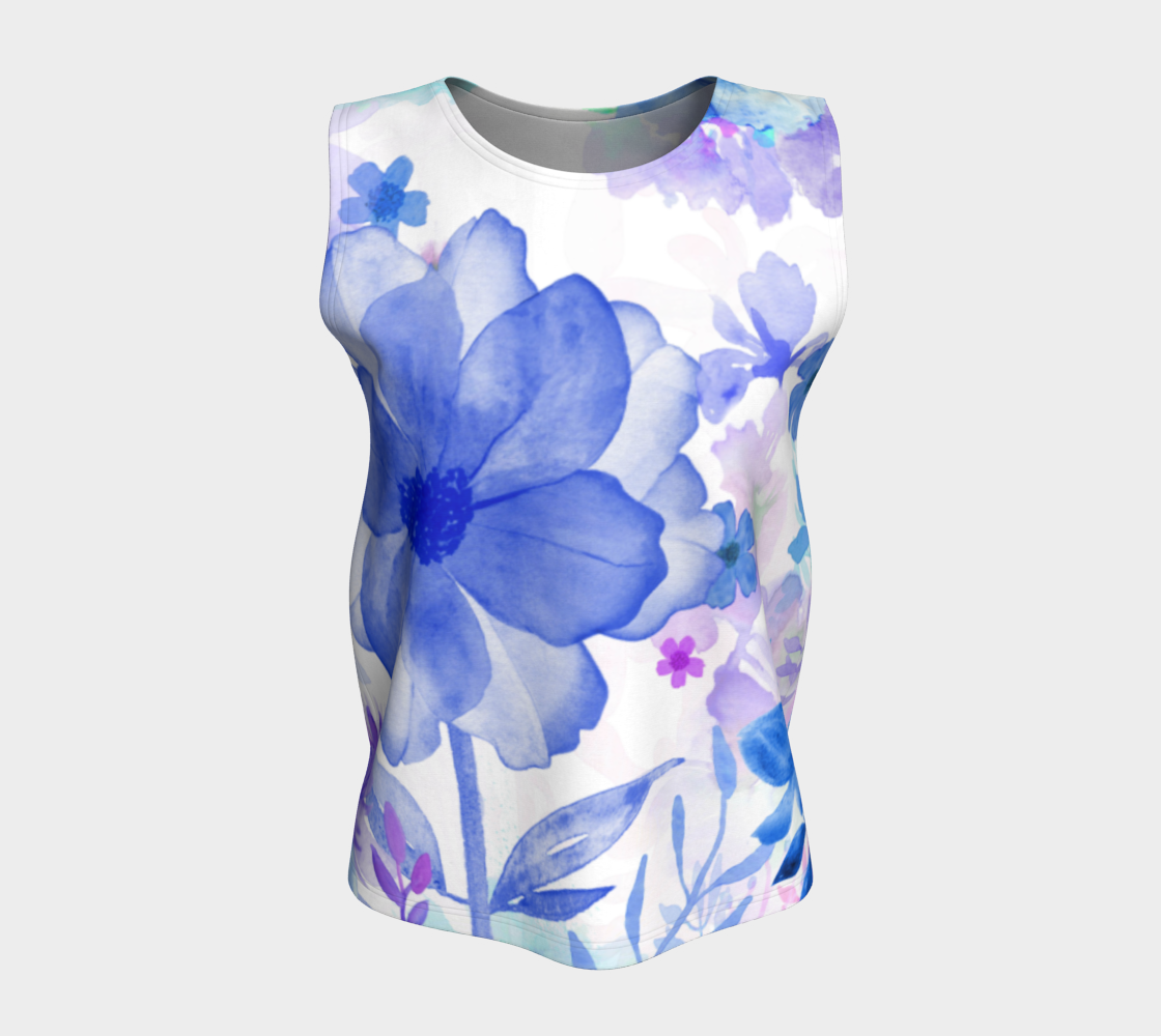 Blue Garden Loose Tank - deloresartcanada
