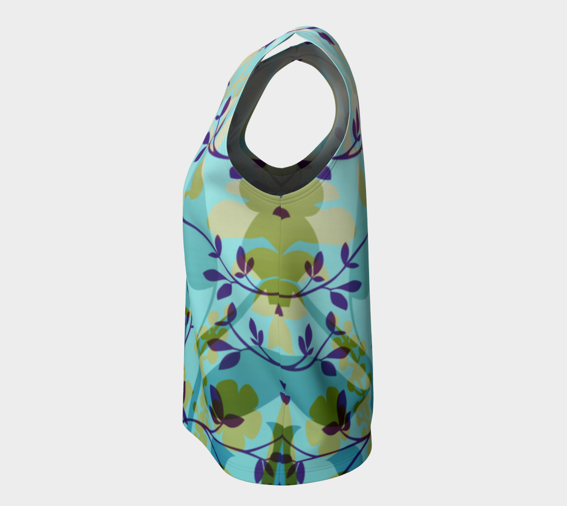 Fanciful Forest Loose Tank Teal and Purple - deloresartcanada
