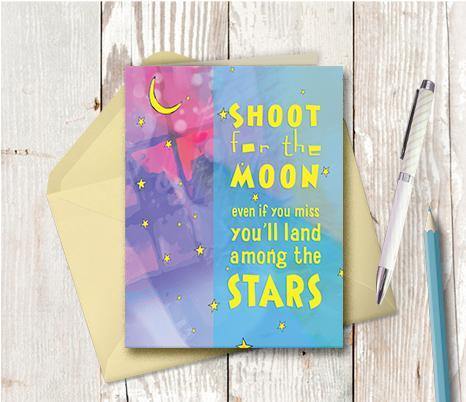 0051 Moon Stars Note Card - deloresartcanada