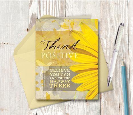 0061 Think Positive Note Card - deloresartcanada