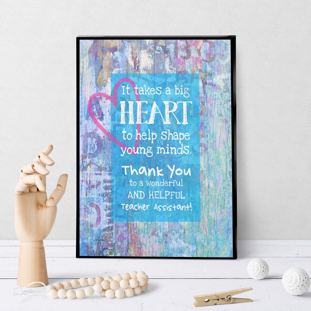 0757 Big Heart Teacher Assistant Art - deloresartcanada