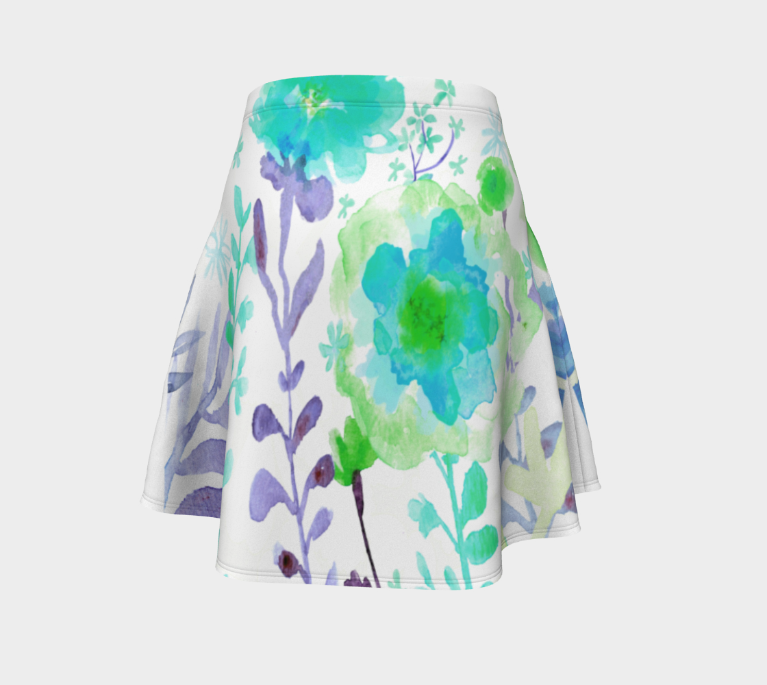 Grandma's Garden Teal Flare Skirt by Deloresart