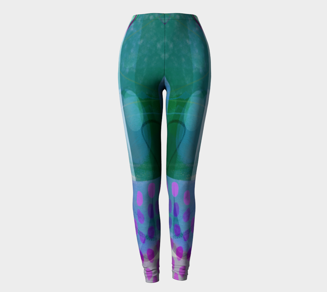 Caring Cup Teal/Purple Leggings by Deloresart - deloresartcanada