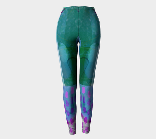 Caring Cup Teal/Purple Leggings by Deloresart - deloresartcanada