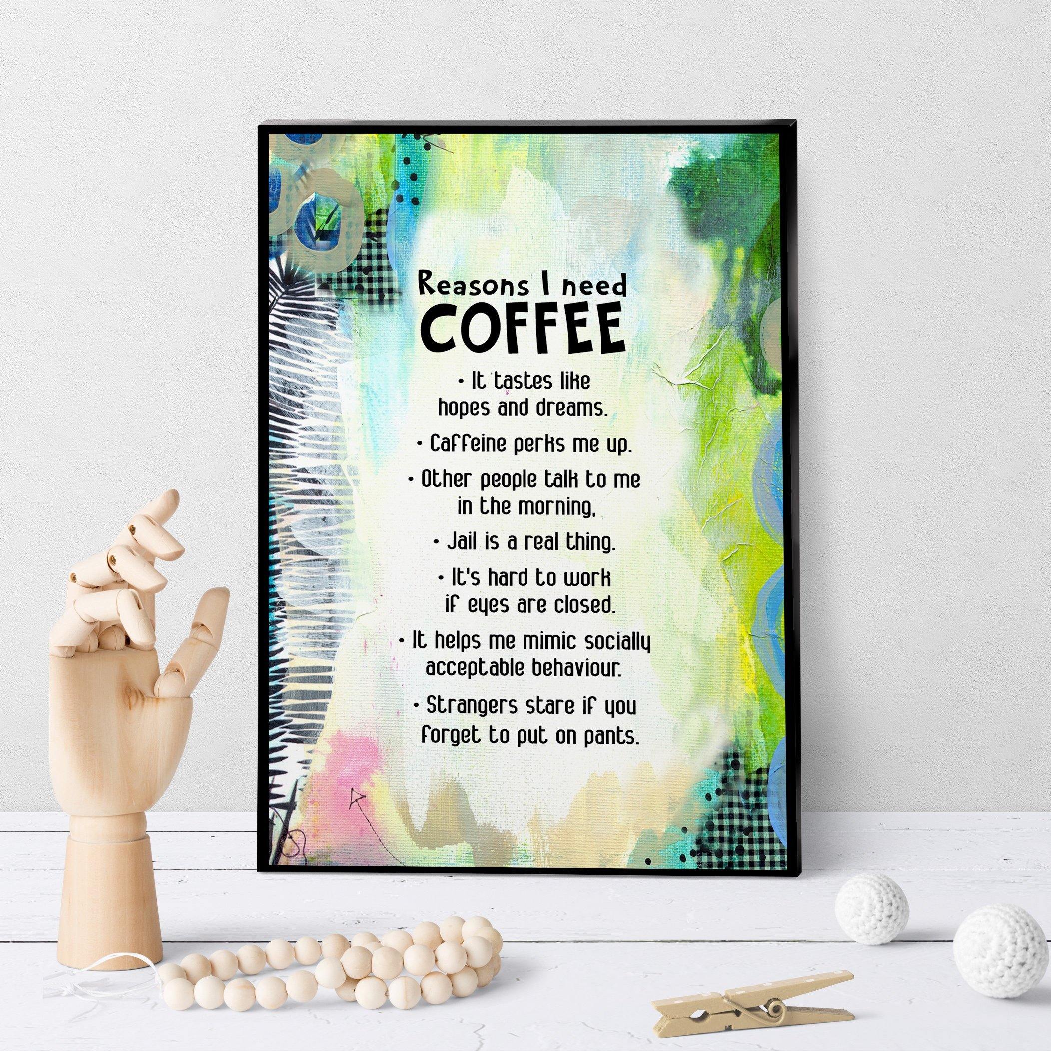 0894 Reasons I Need Coffee Art - deloresartcanada