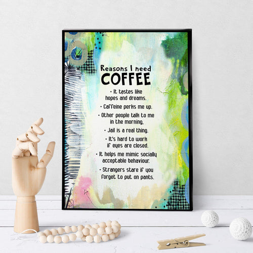 0894 Reasons I Need Coffee Art - deloresartcanada