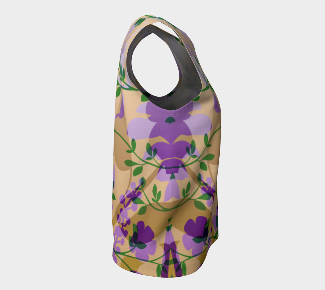 Fanciful Forest Loose Tank Purple, Green and Sand - deloresartcanada