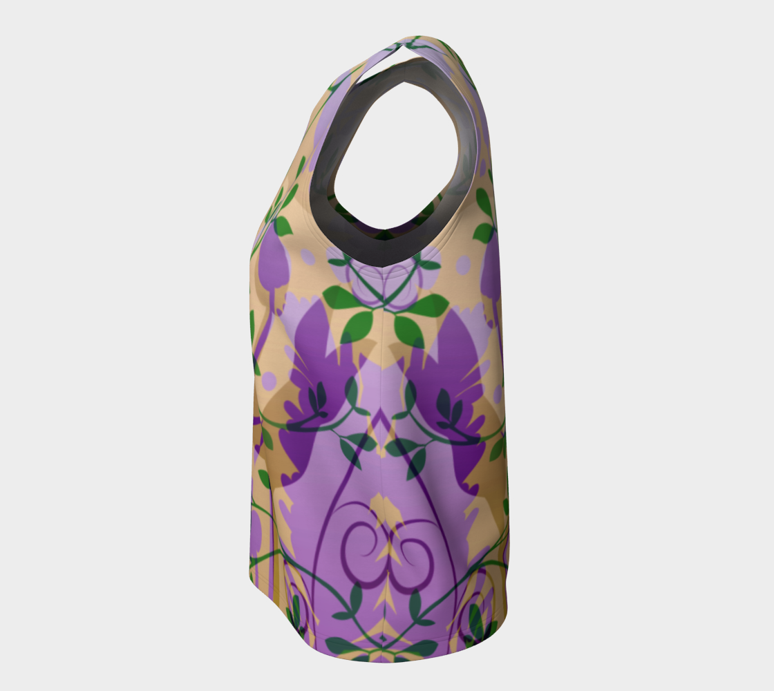 Fanciful Forest Loose Tank Purple, Green and Sand - deloresartcanada