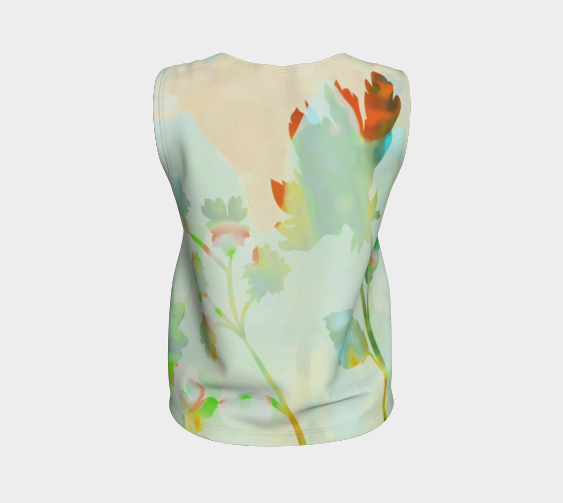 Breezy Blooms  Loose Tank by Deloresart Coral and Soft Greens - deloresartcanada