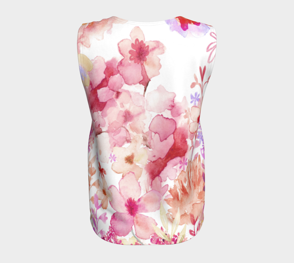 Harmonious garden Loose Tank in Muted Reds - deloresartcanada