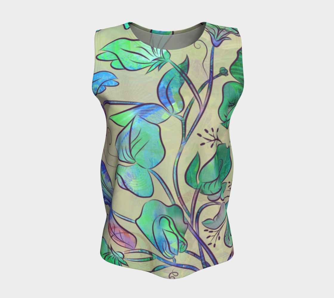 Queen Sweet Pea Loose Tank by Deloresart in Greens - deloresartcanada