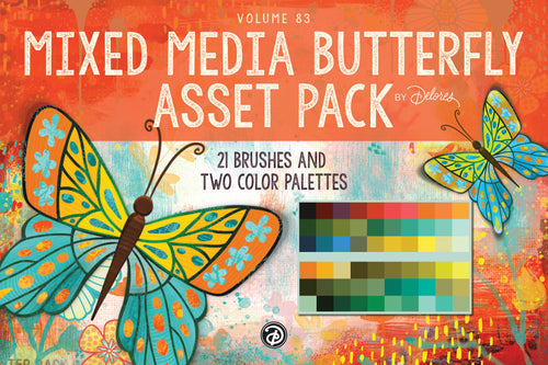 Volume 083 - Mixed Media Butterfly Asset Pack - deloresartcanada