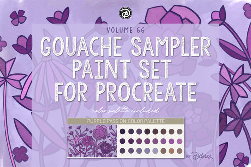 Volume 066 - Gouache Brush Sampler and Purple Passion Color Palette - deloresartcanada