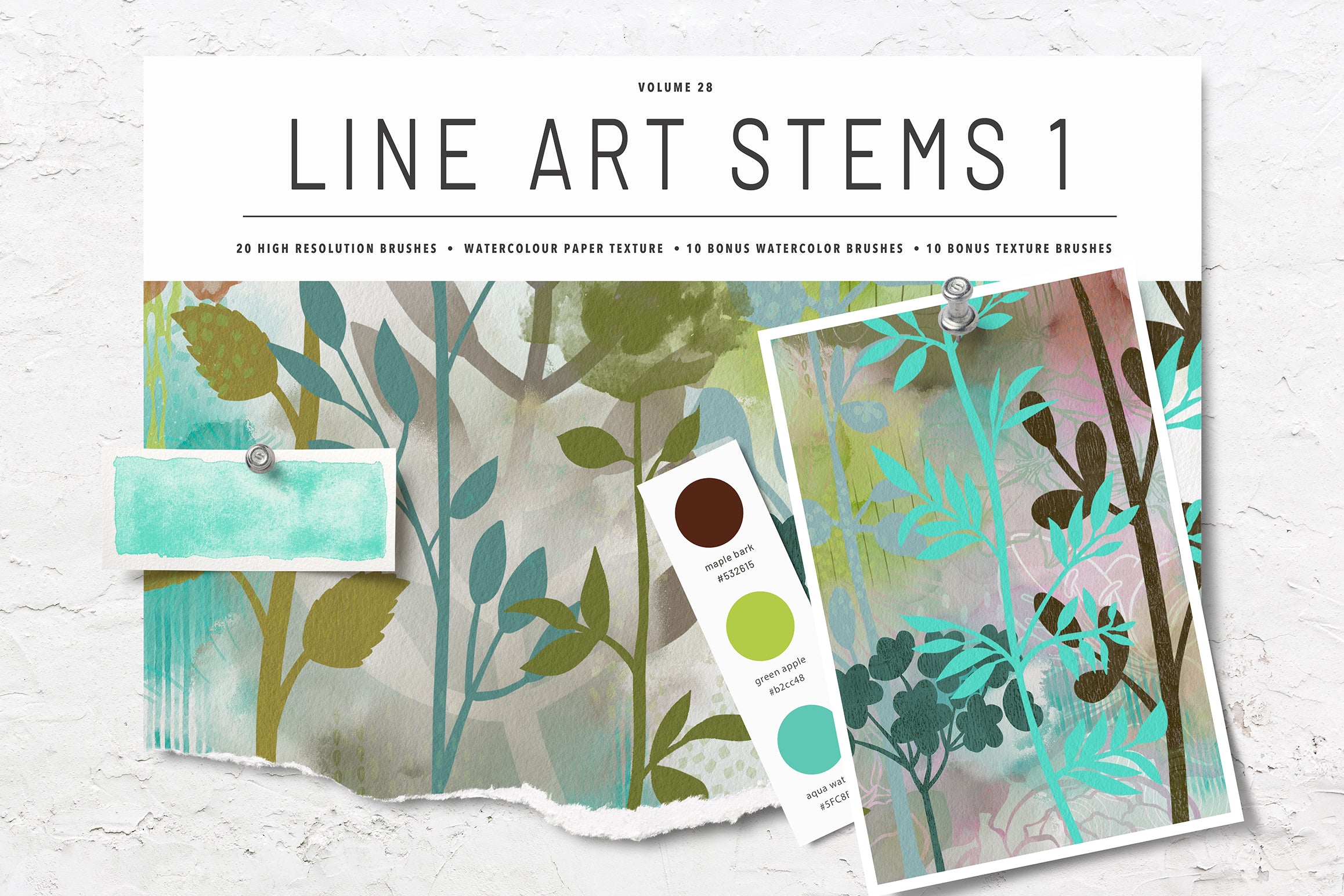 Volume 28 Silhouette Stems Procreate Stamp Brushes