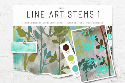 Volume 028 - Silhouette Stems Procreate Stamp Brushes - deloresartcanada